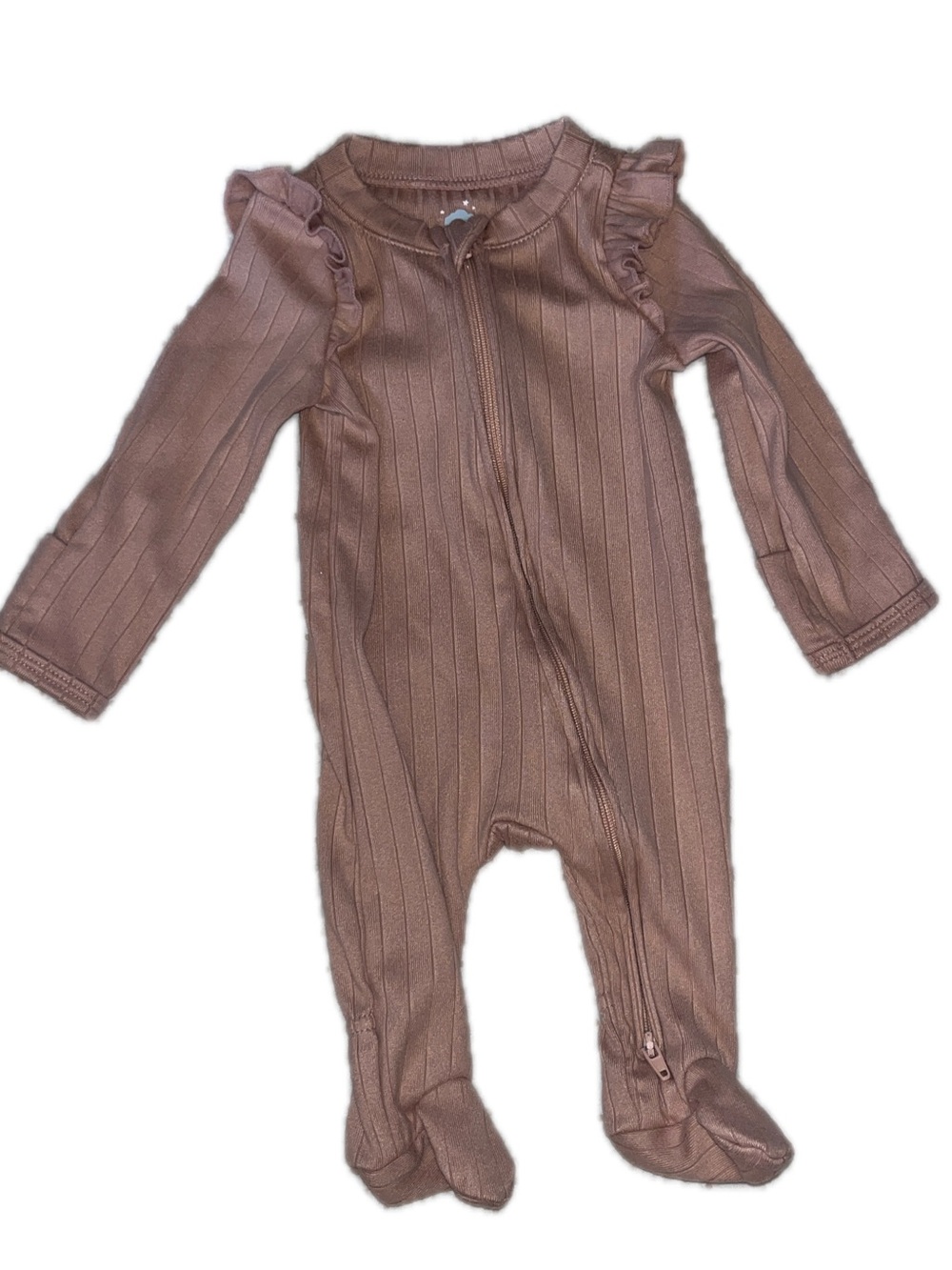 cloud island Ribbed Zip-Front footie in Dusty Rose Mauve